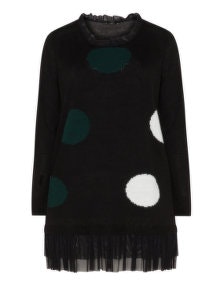 Vento Maro Tulle trim spot jumper Black / Green