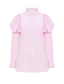 Arched Eyebrow for navabi Ruffled gingham check blouse Pink / White