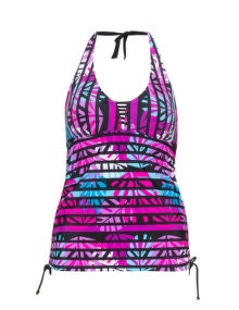 Cactus Printed cut out detail tankini Black / Multicolour