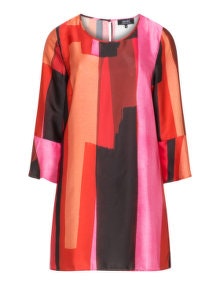 navabi Satin trumpet sleeve tunic Black / Multicolour