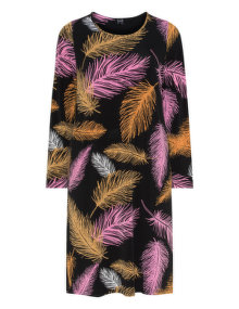 Yoek Feather print jersey dress Black / Multicolour