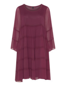 Yoek Tiered georgette dress Bordeaux-Red