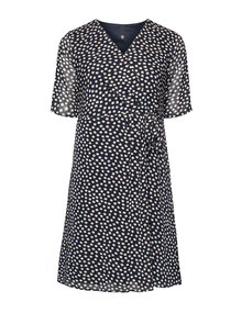 Manon Baptiste Printed chiffon wrap dress Dark-Blue / Beige