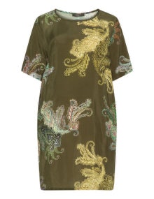 Open End Paisley print dress  Khaki-Green / Multicolour