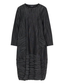 Transparente Striped balloon dress Black / Grey