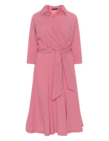 Manon Baptiste Gingham wrap effect dress  Red / White