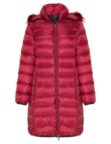 Open End Quilted hooded jacket Red