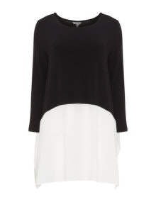 Ten 21 Jersey and crêpe top Black / White