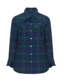 Manon Baptiste Neck tie check shirt Dark-Blue / Green