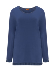 Aprico Long sleeve mesh detail top Blue