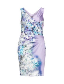 Ariella Printed draped cocktail dress Lilac / Multicolour