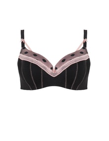 Deesse Lace detail balconette bra  Black / Pink