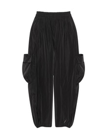 Chalona Taffeta wide leg trousers Black