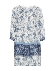 Open End Floral print dress Blue / Cream