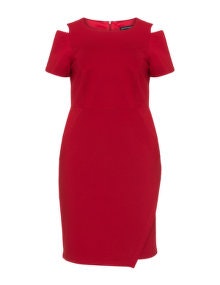 Manon Baptiste Cut out detail pencil dress  Red