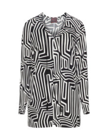 Sempre Piu Textured graphic print top Black / Cream