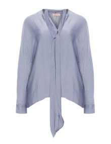 Triangle Spotted silky blouse Light-Blue