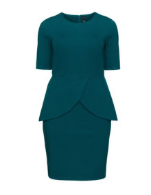 Manon Baptiste Peplum pencil dress Petrol