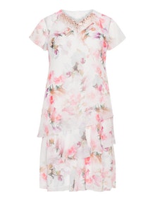 Godske Floral layered chiffon dress Cream / Multicolour