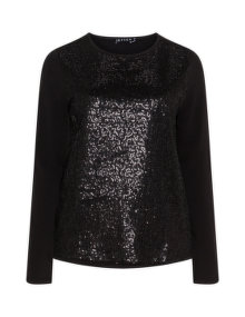 Jette Sequin jersey top Black