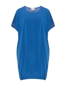 Caya Coco Embellished oversized jersey tunic Blue