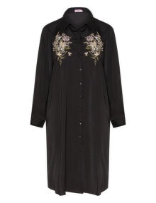 Velvet Pop Long embroidered shirt Black / Gold