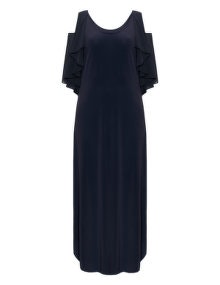 Jo and Julia Ruffle detail cold shoulder maxi dress  Dark-Blue