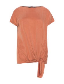 Sallie Sahne Knot detail jersey top  Orange