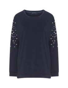 Jette Pearl embellished sweatshirt Dark-Blue