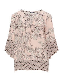 Idea Piu Print crêpe top Pink / White