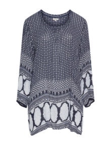 Gozzip Mixed pattern tunic Dark-Blue / White