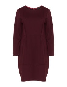 Jo and Julia Pleat detail long sleeve dress  Bordeaux-Red