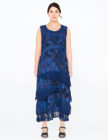 Lissmore Layered linen blend summer dress Dark-Blue