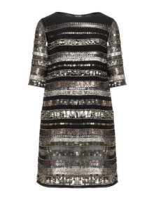 navabi Sequin shift dress Black