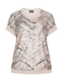 Via Appia Due Fine knit sequin t-shirt Sand / Turquoise