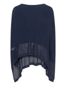 Adia Cotton blend poncho Dark-Blue