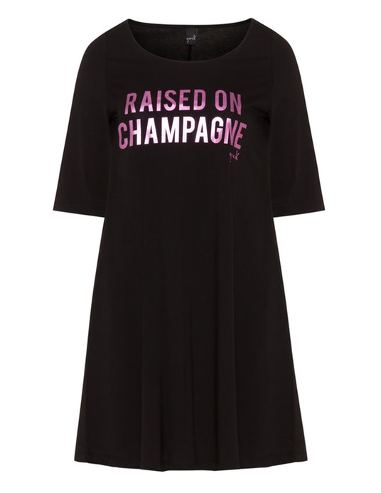 Yoek Long-line slogan top Black / Purple