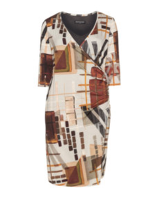 Manon Baptiste Printed wrap effect dress  Brown / Taupe-Grey