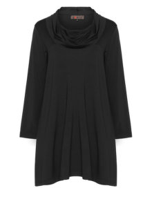 Exelle A-line draped collar long line top Black