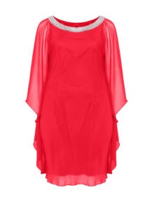 Mascara Embellished chiffon dress Red