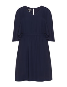 Apart Butterfly sleeve chiffon dress Dark-Blue