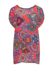 Samya Printed longline top  Red / Multicolour