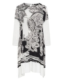 Vento Maro Printed crêpe dress  Black / White