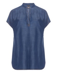 Persona V-neck denim tunic Blue