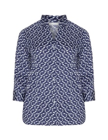 Eterna Printed cotton blouse Blue / White