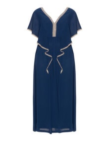 Mat Georgette maxi dress Dark-Blue