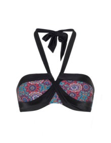 Cactus Underwired halterneck bikini top Black / Multicolour