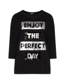 Via Appia Due Sequin slogan t-shirt Black / Silver