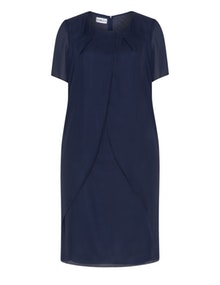 Habella Multi-layered georgette dress Dark-Blue