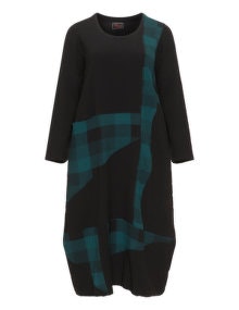 Prisa Flared jersey dress Black / Petrol